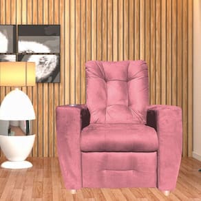 Poltrona Do Papai Reclinável Suede Porta Copo Perola Rosa