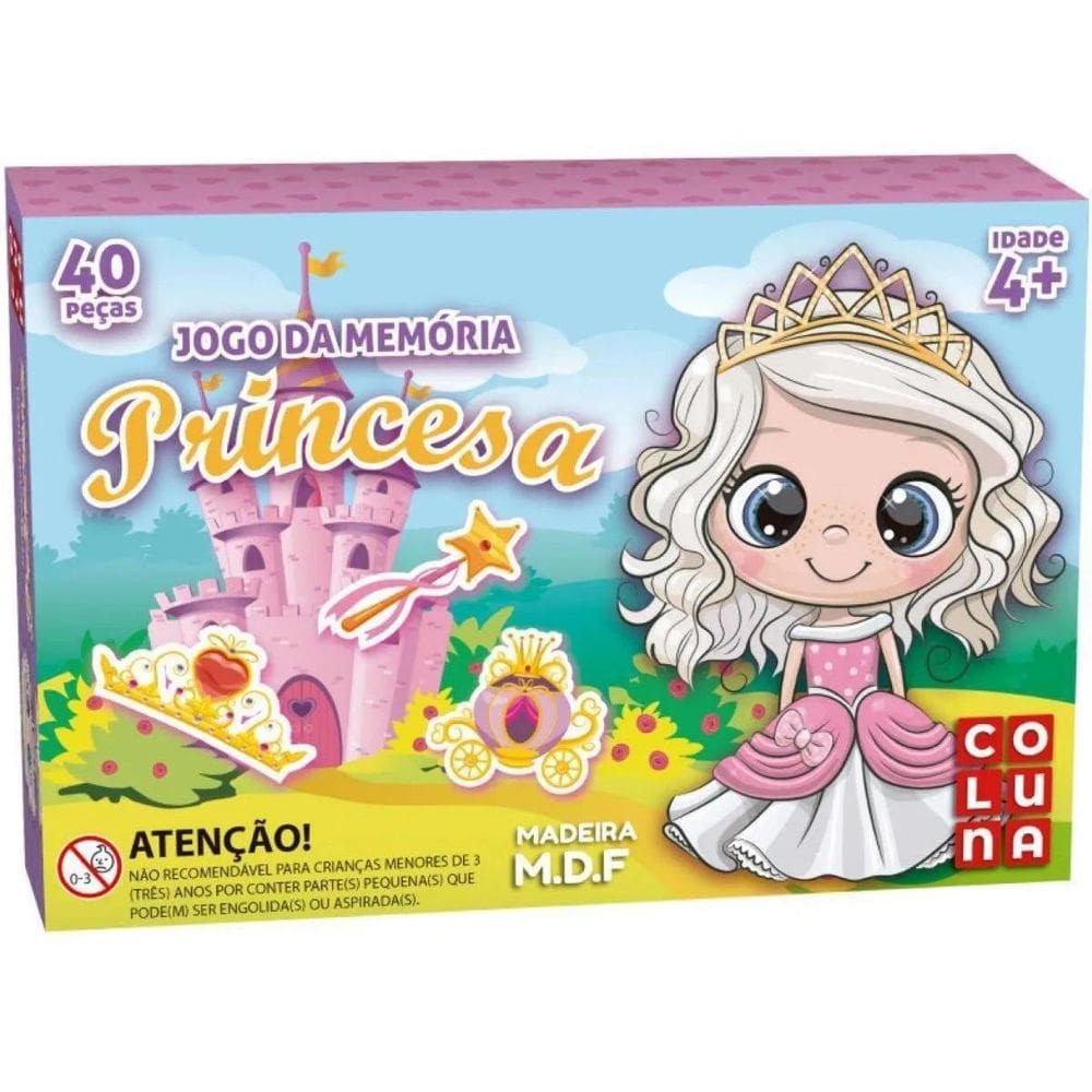 Jogo Da Memória Princesa M.D.F 40 Peças - Coluna
