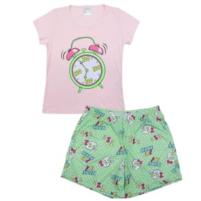 Pijama Infantil Verão Menina Estampa Relógio