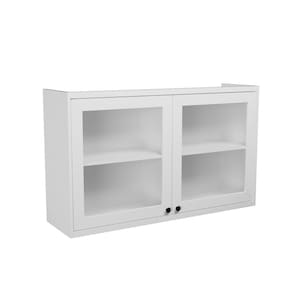 Armário Aéreo 120cm 2 Portas com Vidro Moldurado Cozinha Sevilha Branco