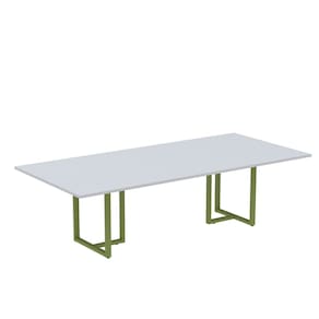 Mesa de Reunião Retangular 200x90cm Mr2000p25tub Cinza/Verde Miró
