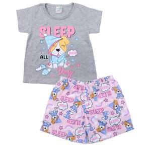 Pijama Menina Cachorrinho Sono Estampado Verão