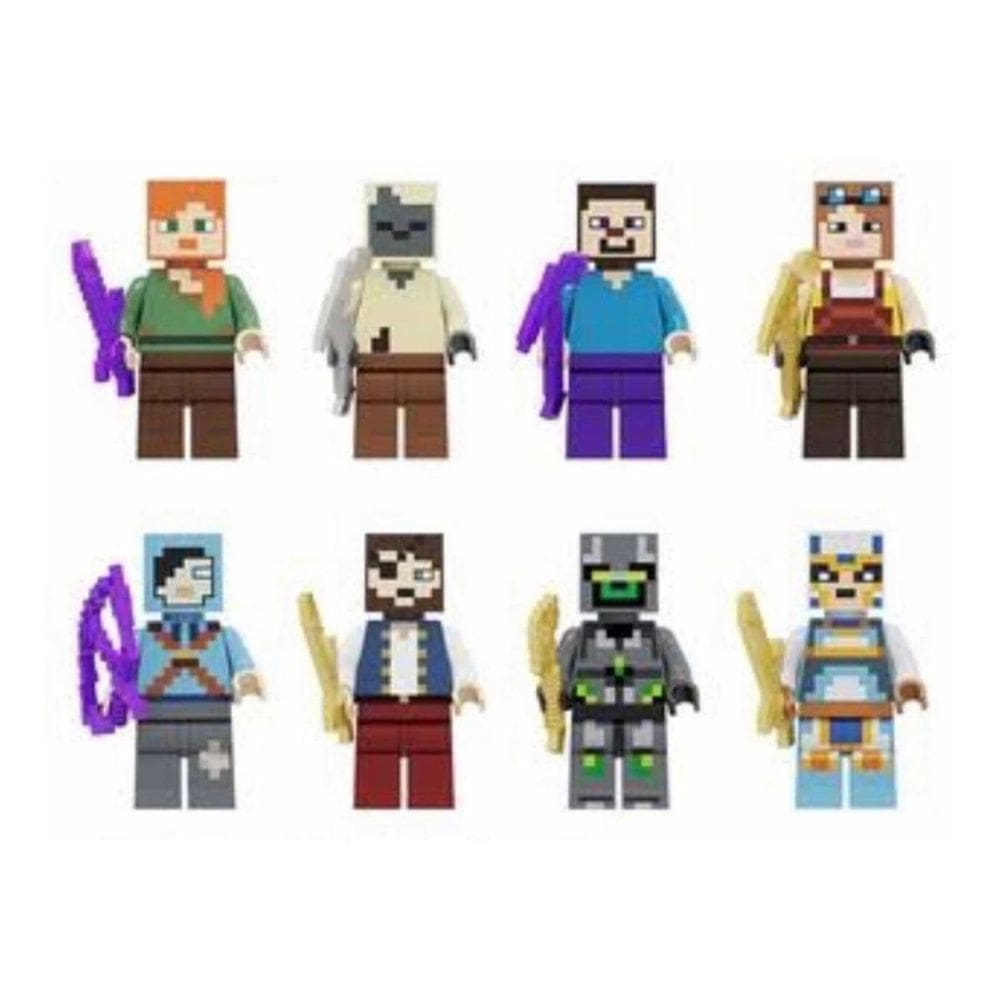 Bonecos Blocos De Montar Minecraft Alex Husk Steve Zombie