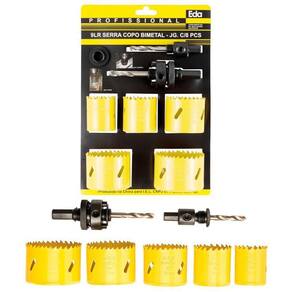 Kit Jogo De Serra Copo Bimetal 8 Peças Metal E Madeira