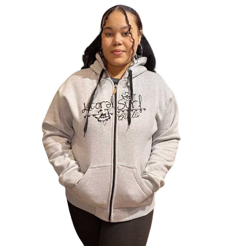 Blusa Moletom Feminina, Cinza, Flanelada, com bolsos e Capuz