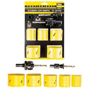 Kit Jogo De Serra Copo Bimetal 8 Peças Metal E Madeira
