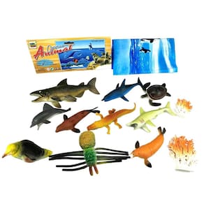 Kit Fundo Do Oceano Brinquedo 12 Boneco Peixe Tartaruga Foca