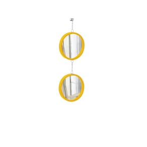 Espelho Decorativo Duplo Amarelo Alça Corrente 20 Cm E 20 Cm