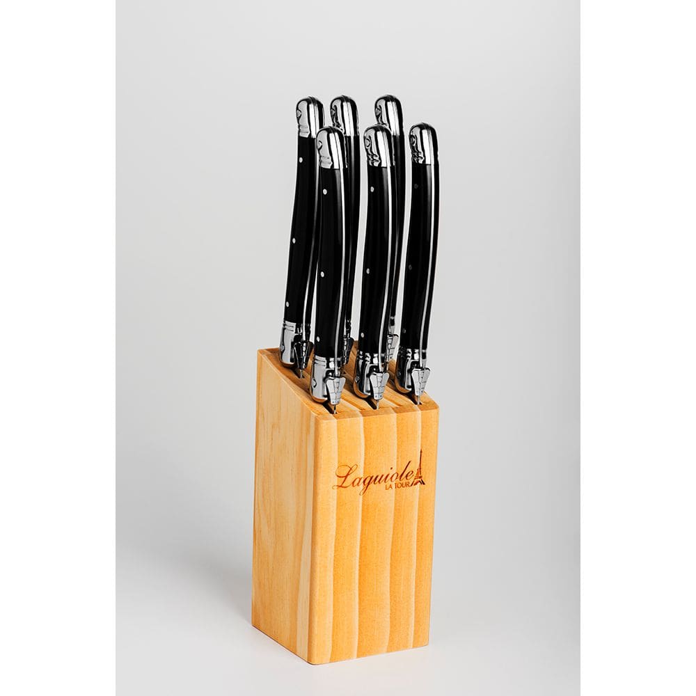 Conjunto De 6 Facas Laguiole La Tour Luxo - Preto