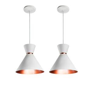 Kit 2 Pendente Luxo Rainha Elizabeth 18Cm Branco Cobre