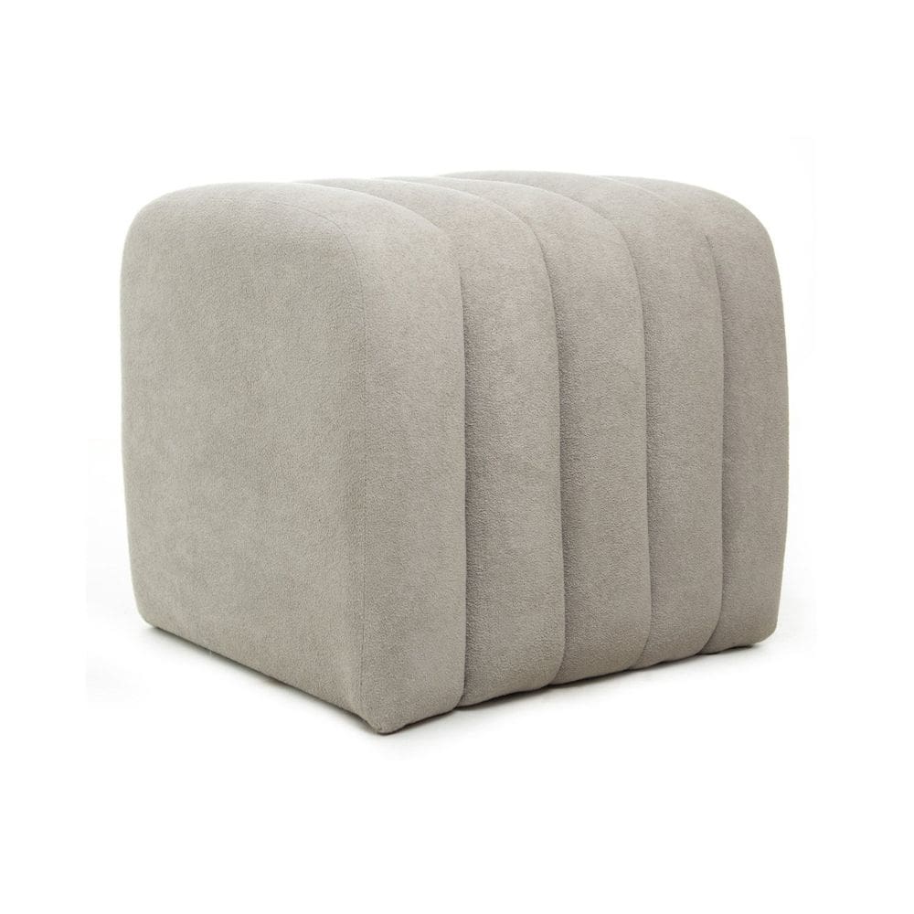 Puff para Sala de Estar Tube Boucle Prata