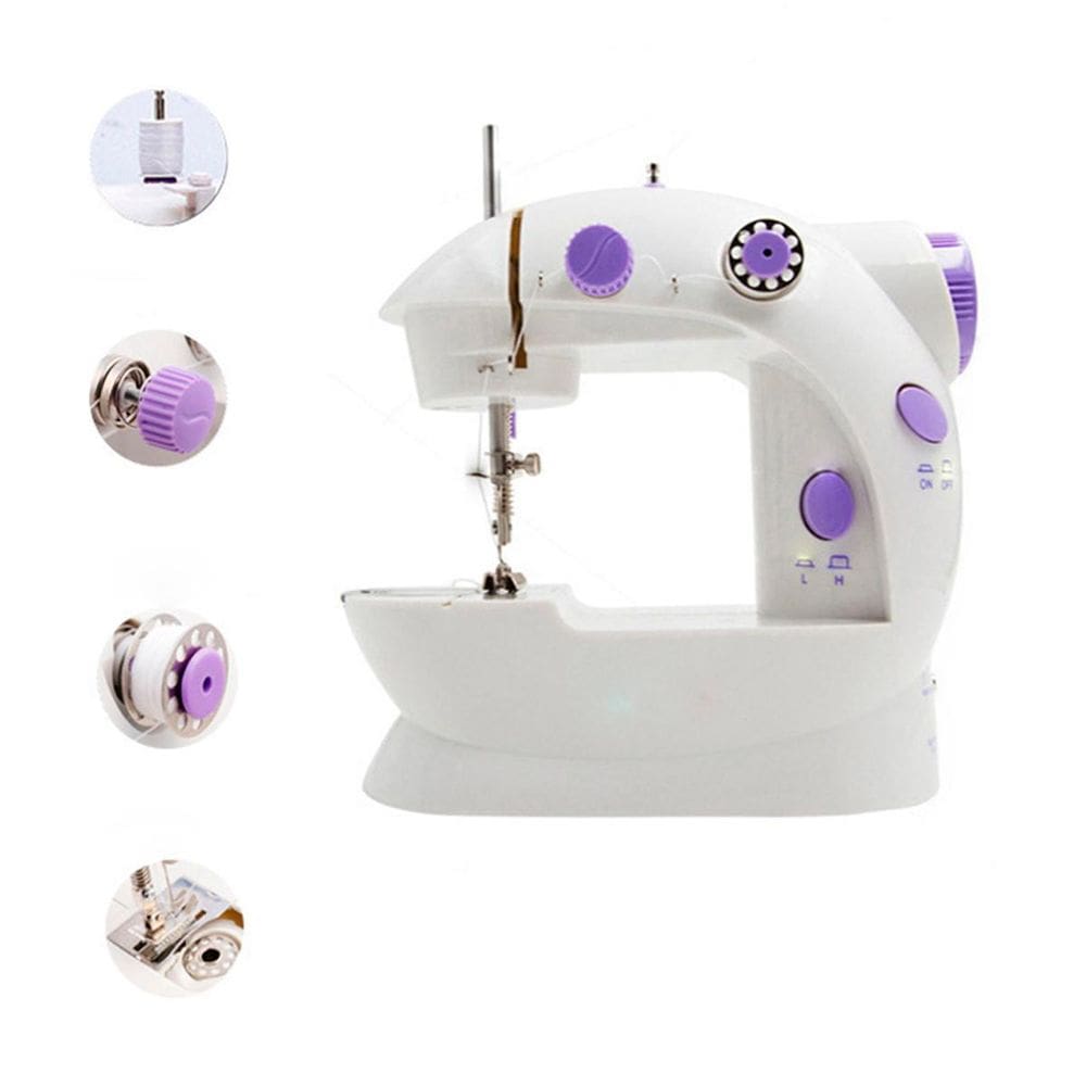 Mini Máquina De Costura Branca 110V/220V Portátil Pilha