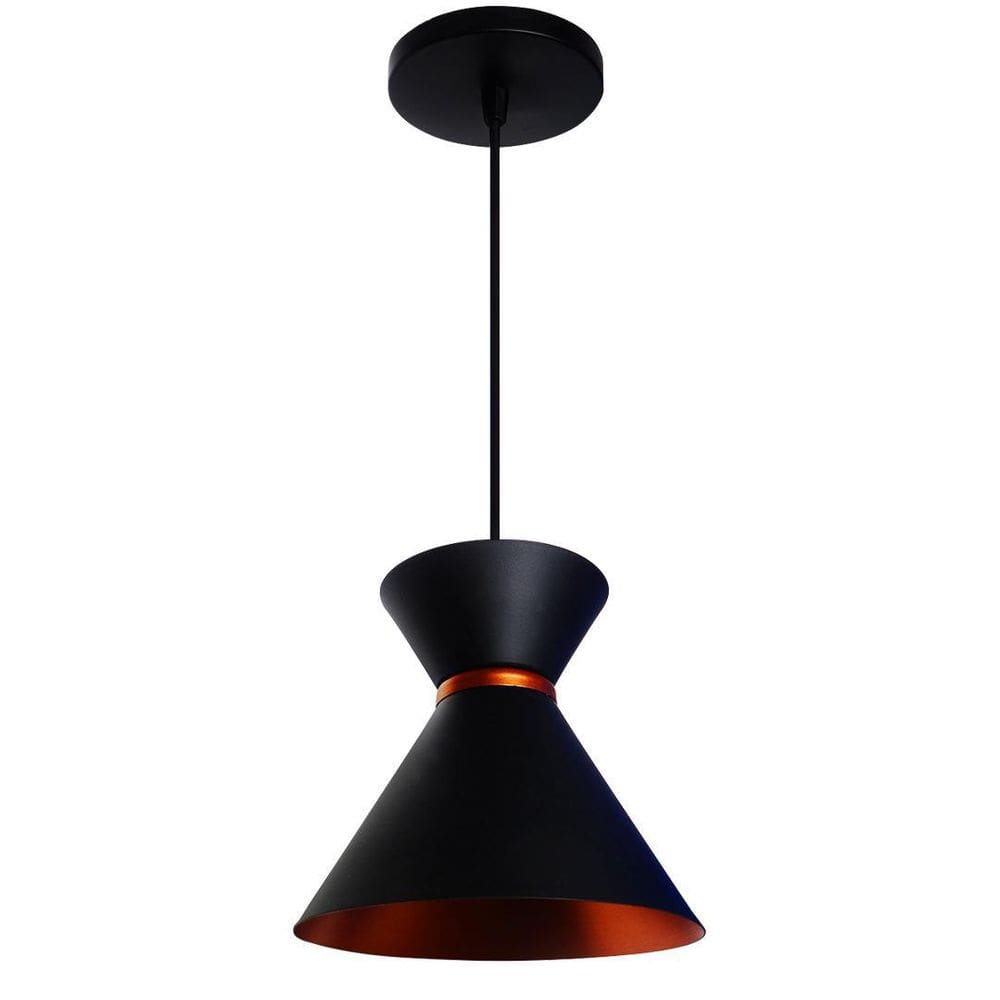 Pendente Luxo 15cm Preto/Cobre Kit 2 Luminárias 15x18cm
