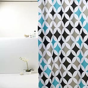 Cortina Box Poliéster 198Cmx180Cm Geométrico Azul/Preto