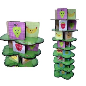 Brinquedo Jogo De Empilhar Frutas Em Madeira 3+