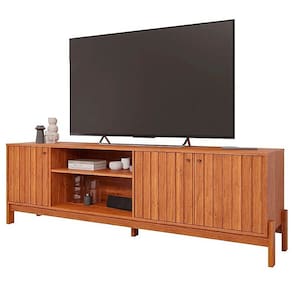 Rack Holanda para TV até 70 Polegadas Ripado 3 Portas Permobili Cor Off White Cinamomo