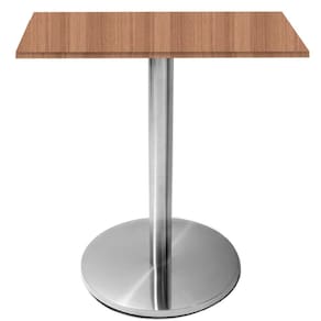 Mesa Beta Inox 75 cm (Altura) Disco Redondo Tampo MDP Quadrado 60 cm (Larg) x 2,50 cm (Alt) Naturalle
