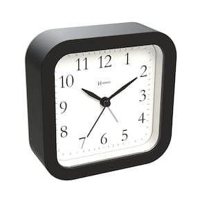 Despertador Quartz Preto Fosco - Alarme, Snooze, 12x12x4cm