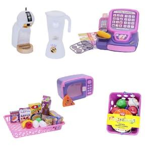 Kit Café Infantil Registradora Cafeteira Microondas 43 Peças