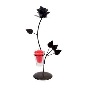 Castiçal botão de Rosa 35 cm Porta Vela Vermelha Velitas