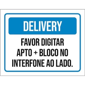 Kit 10 Placas Delivery Favor Digitar Apto Bloco Interfone