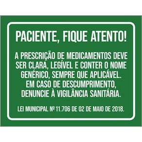 Kit 5 Placas Paciente Fique Atento 36X46