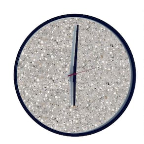 Relógio Round Preto Mostrador Terrazzo Ponteiro Preto 50Cm