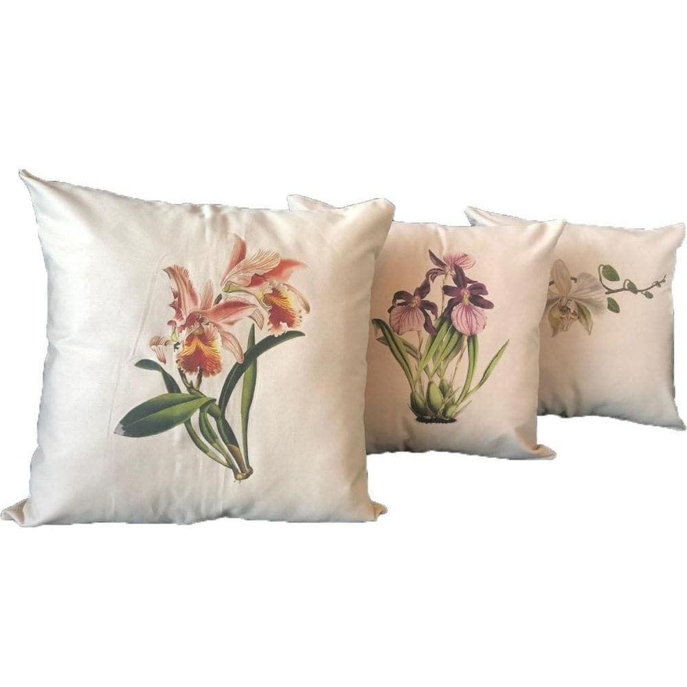 Kit Orquídeas - 3 Capas De Almofada Floral Orquídea 45X45