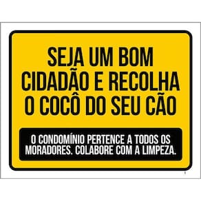 Kit 5 Placas Seja Um Bom Cidadão Recolha Cocô Cão 36X46