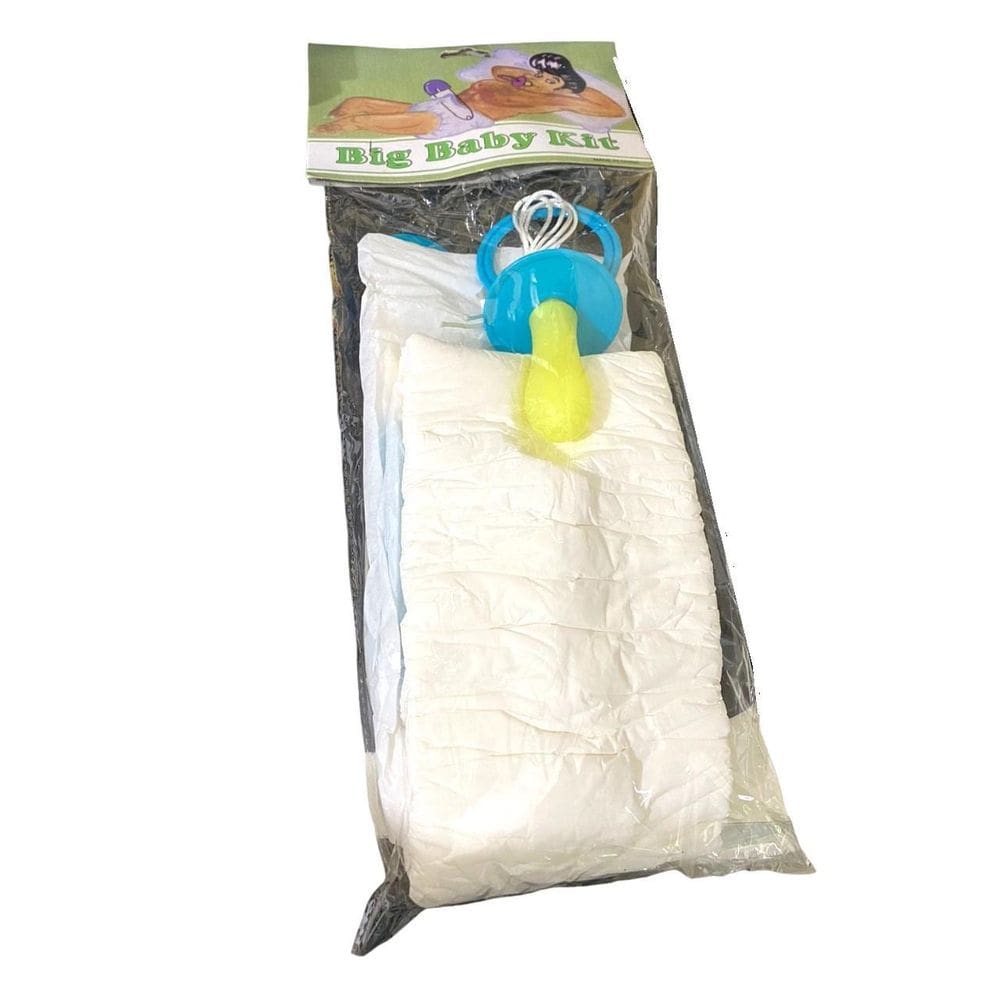 Fantasia Kit Bebezao Fraldão Alfinete E Chupeta Azul Adulto