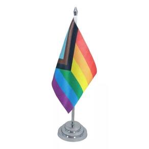 Bandeira mesa 29 cm mastro progress gay - gls - lgbt
