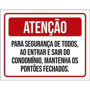 Kit 5 Placas Segurança Todos Entrar Sair 36X46
