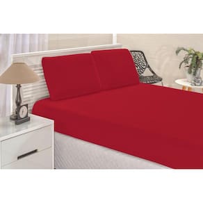 Jogo De Lençol Casal 3 Peças Plush Vermelho