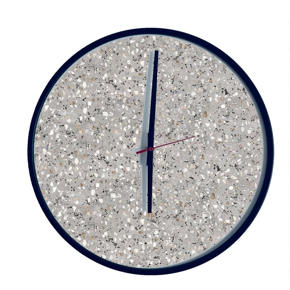Relogio Round Preto Mostrador Terrazzo Ponteiro Preto 40Cm