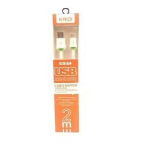 Cabo Carregador Tipo C Turbo 2m Kaidi KD-327C Branco