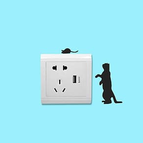 Kit 2 Adesivos Interruptor Infantil Animal Gato Rato
