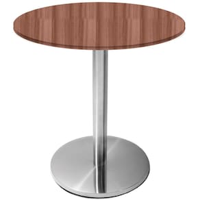 Mesa Beta Inox 75 cm (Altura) Disco Redondo Tampo MDP Redondo 70 cm (Larg) x 2,50 cm (Alt) Walnut