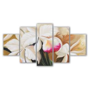 Quadros Mosaico Mdf Floral Flores Copo Leite Branco 115X60