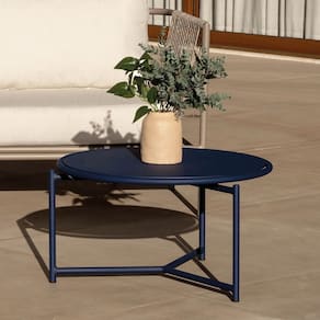Mesa de Centro Baixa Ø60cm Refúgio Cabecasa Madeiramadeira Azul Micro