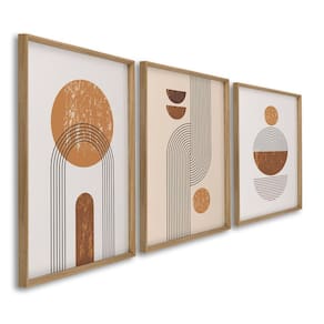 Quadro Decorativo Abstrato Geométrico Linhas e Formas 3 Telas 60x90cm para Escritório Hall Quarto Hanover