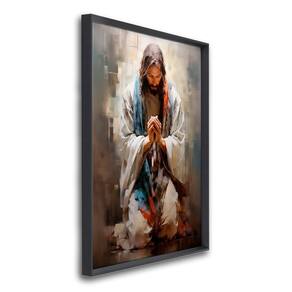 Quadro Decorativo Jesus em Oração 1 Tela 60x90cm para Decorar, Igreja, Sala, Quarto Preto