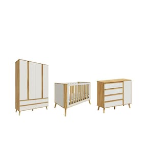 Quarto Completo Bebe Moveis Peroba Berço Evolutivo Theo MDF