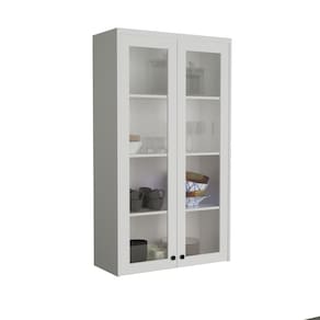 Cristaleira 80cm 2 Portas com Vidro Cozinha Sevilha Branco Artico