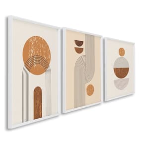 Quadro Decorativo Geométrico Linhas e Formas 3 Telas 60x90cm para Escritório, Hall, Quarto Branco