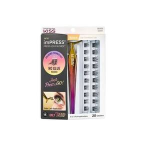 Cílios Postiços Kiss NY Impress Kit 01 - Tecnologia ASP, 20 Clusters, Aplicador Antiaderente - 24h de Duração