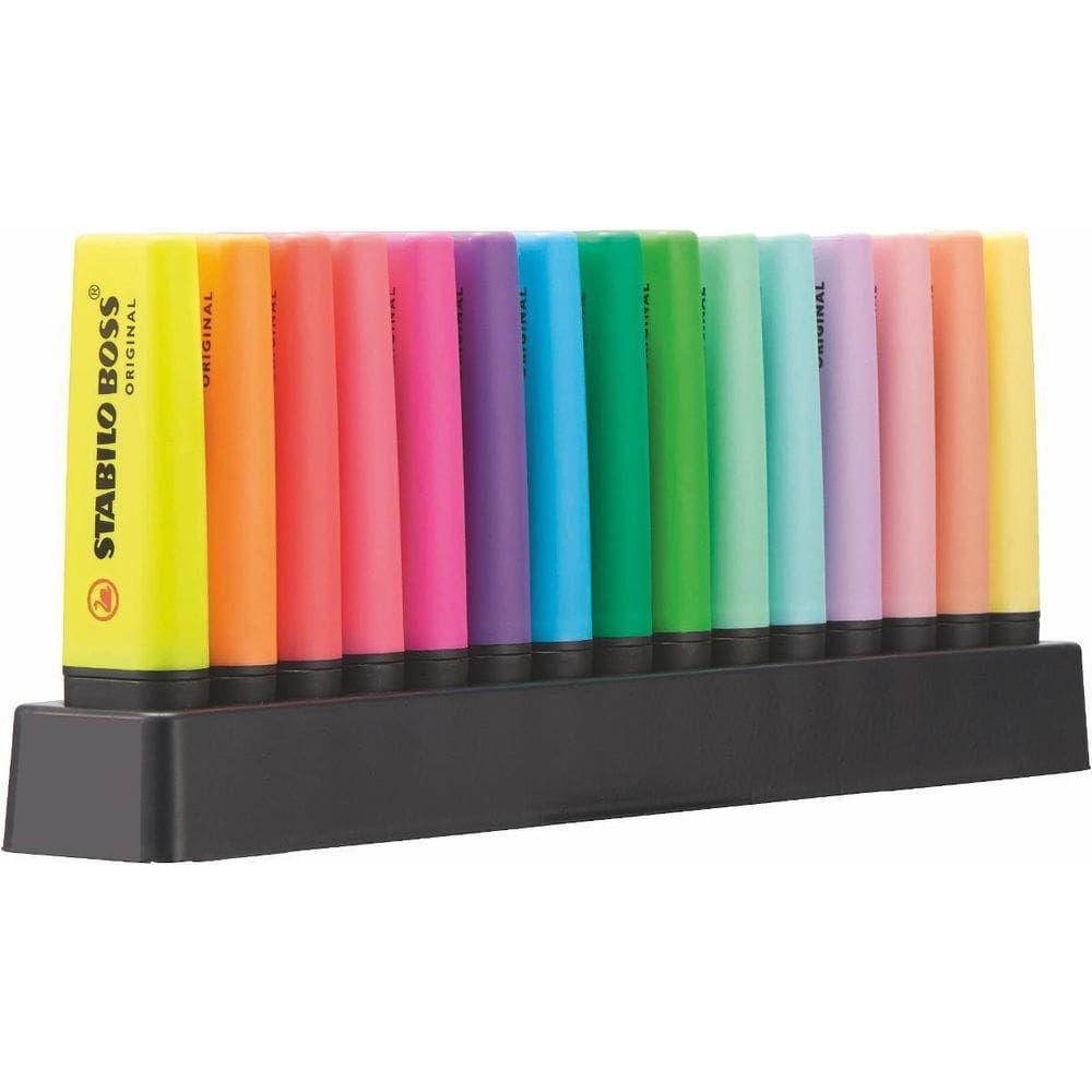 Marca Texto Boss 15 Cores 9 Fluo+ 6 Pastel+1 Deskset