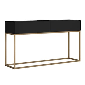 Aparador Buffet com 2 Gavetas Preto com Dourado