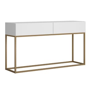 Aparador Buffet com 2 Gavetas Branco com Dourado
