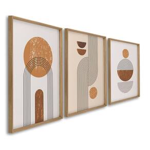 Quadro Decorativo Abstrato Geométrico Linhas e Formas 3 Telas 60x90cm para Escritório Hall Quarto Hanover