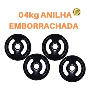 Kit 4X Anilhas De 04Kg Emborrachada Super Premium Preta